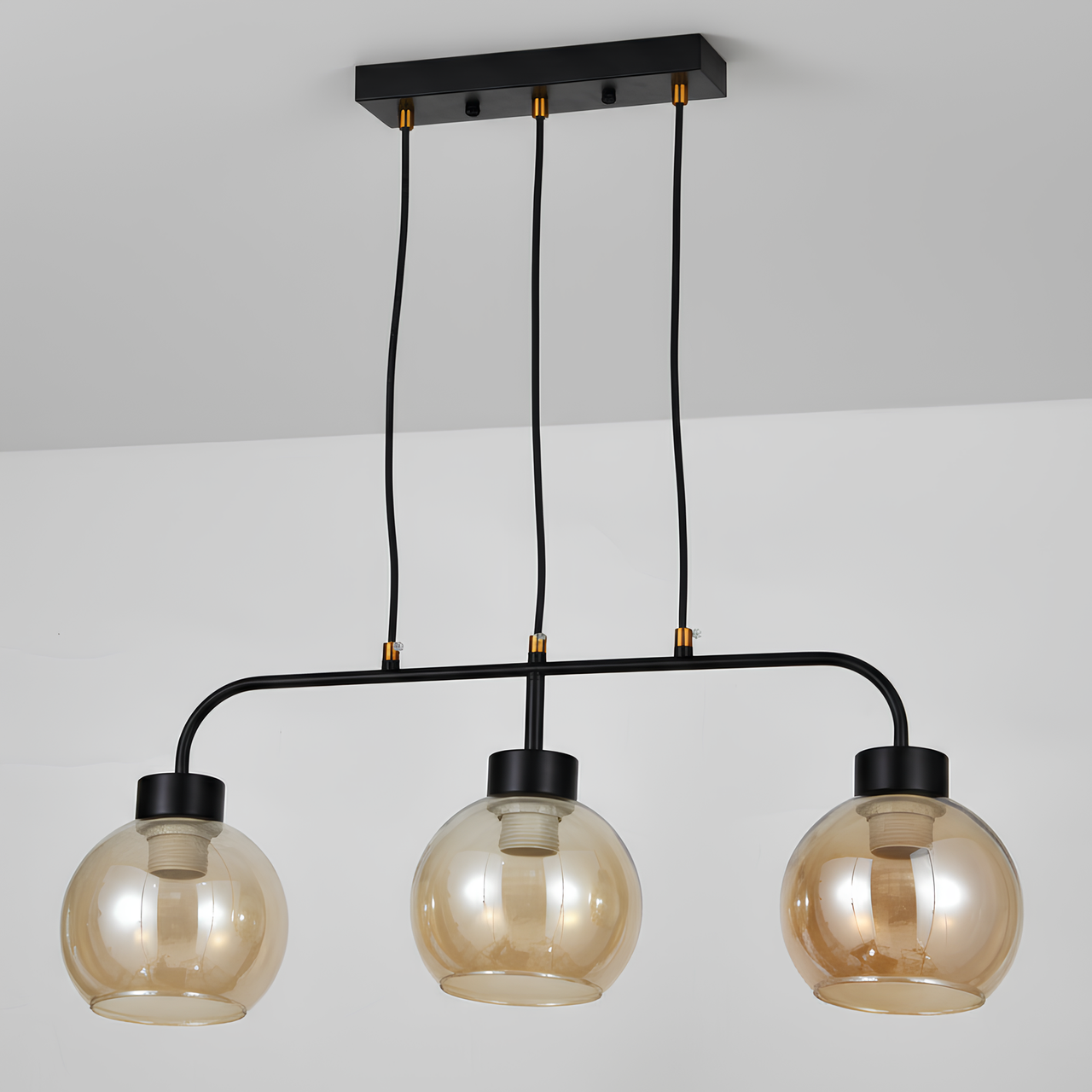 Люстра Sirius на три плафона в форме шара под лампы Е27 Черный/Коричневый (L0035-3 BK)