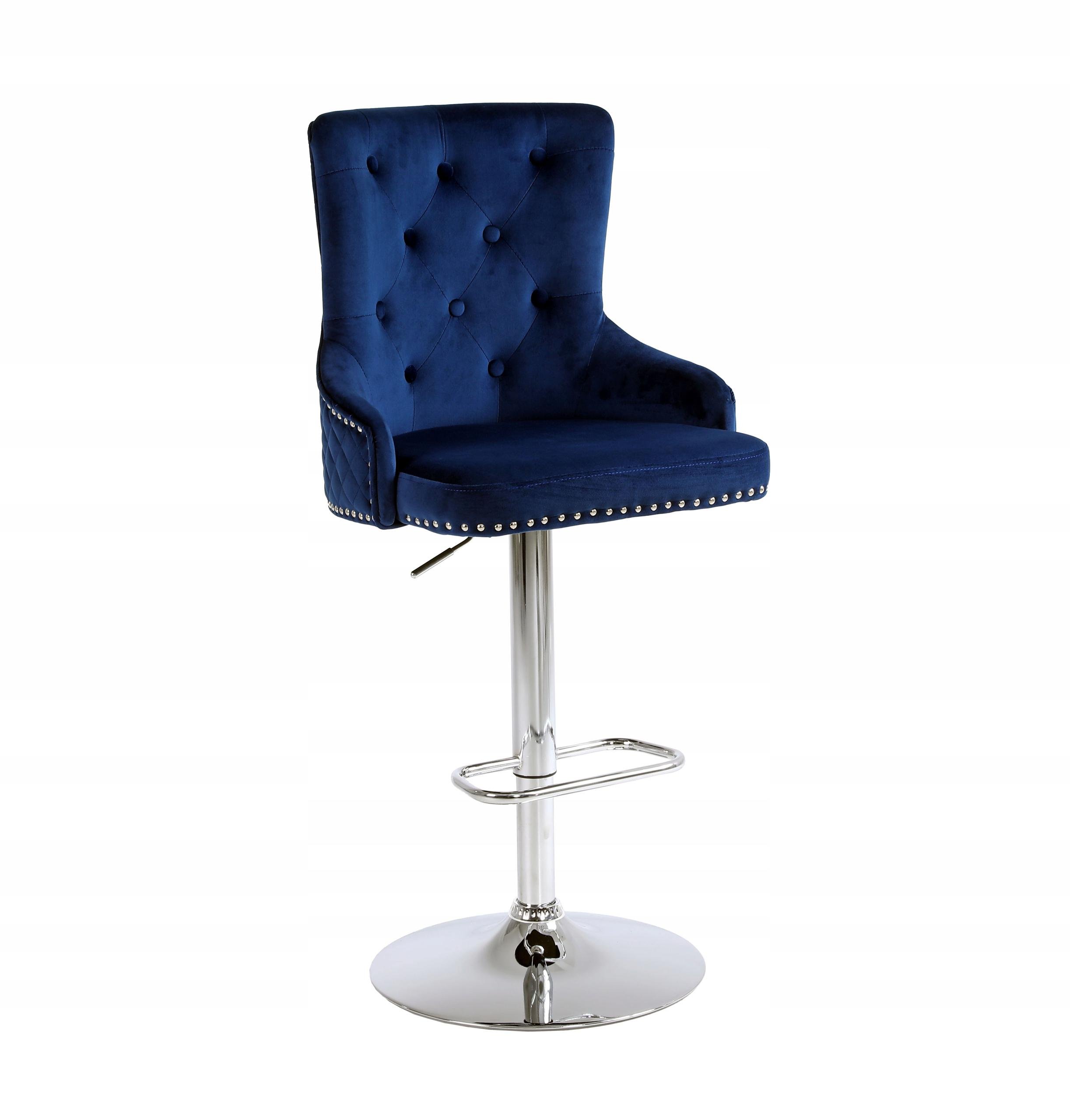 Барный стул ROYAL бархатный Сине-серебряный (29755393)
