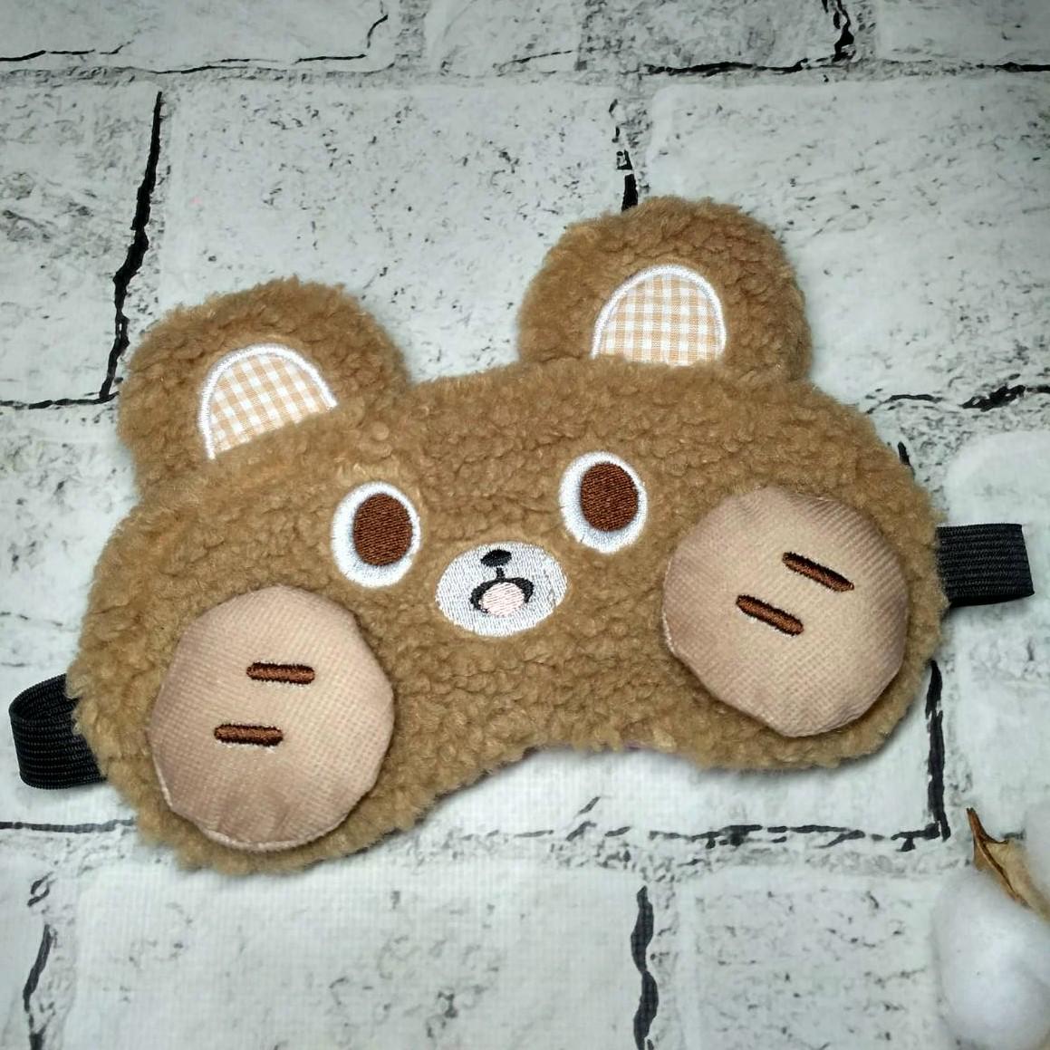 Маска для сну плюшева Ведмедик 18х9 см Коричневий (20244-3) - фото 1 Маска для сну плюшева Ведмедик 18х9 см Коричневий (20244-3) - фото 1