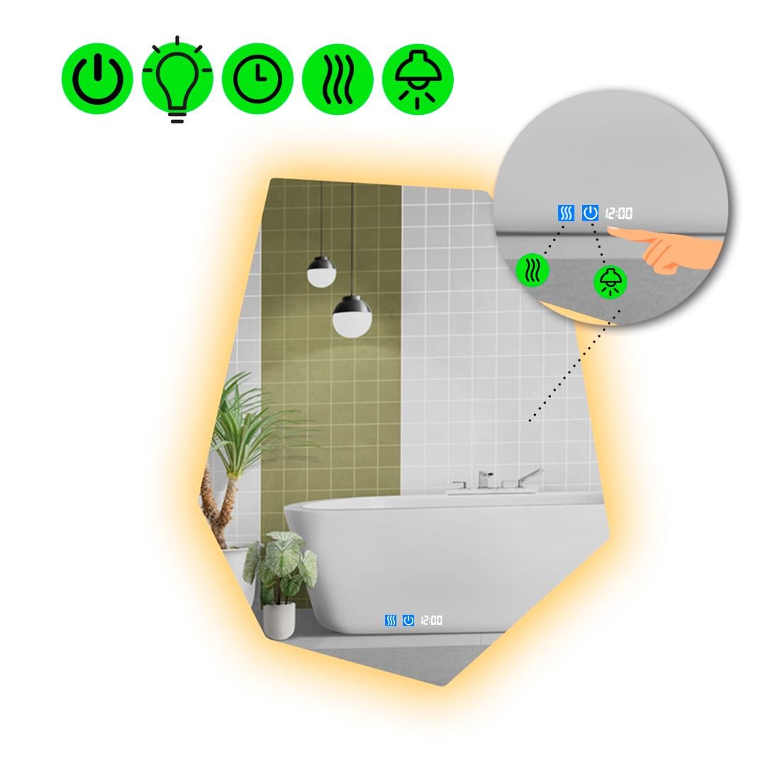 Зеркало с LED подсветкой Montagna 2 с двумя сенсорами 60x45 см (8737296)