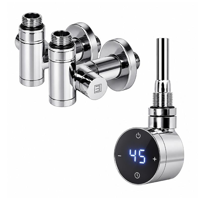 ТЭН для полотенцесушителя Onlyheat Argent Chrome 0,3 кВт и краны под ТЭН Ideale Senso Хром (68869)
