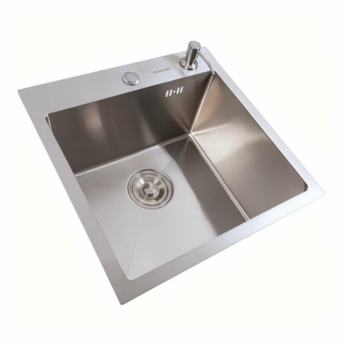 Мийка для кухні Valeso нержавіюча сталь 45х45 см/сифон круглий 3,0/0,8 мм (12222) - фото 7 Мийка для кухні Valeso нержавіюча сталь 45х45 см/сифон круглий 3,0/0,8 мм (12222) - фото 7