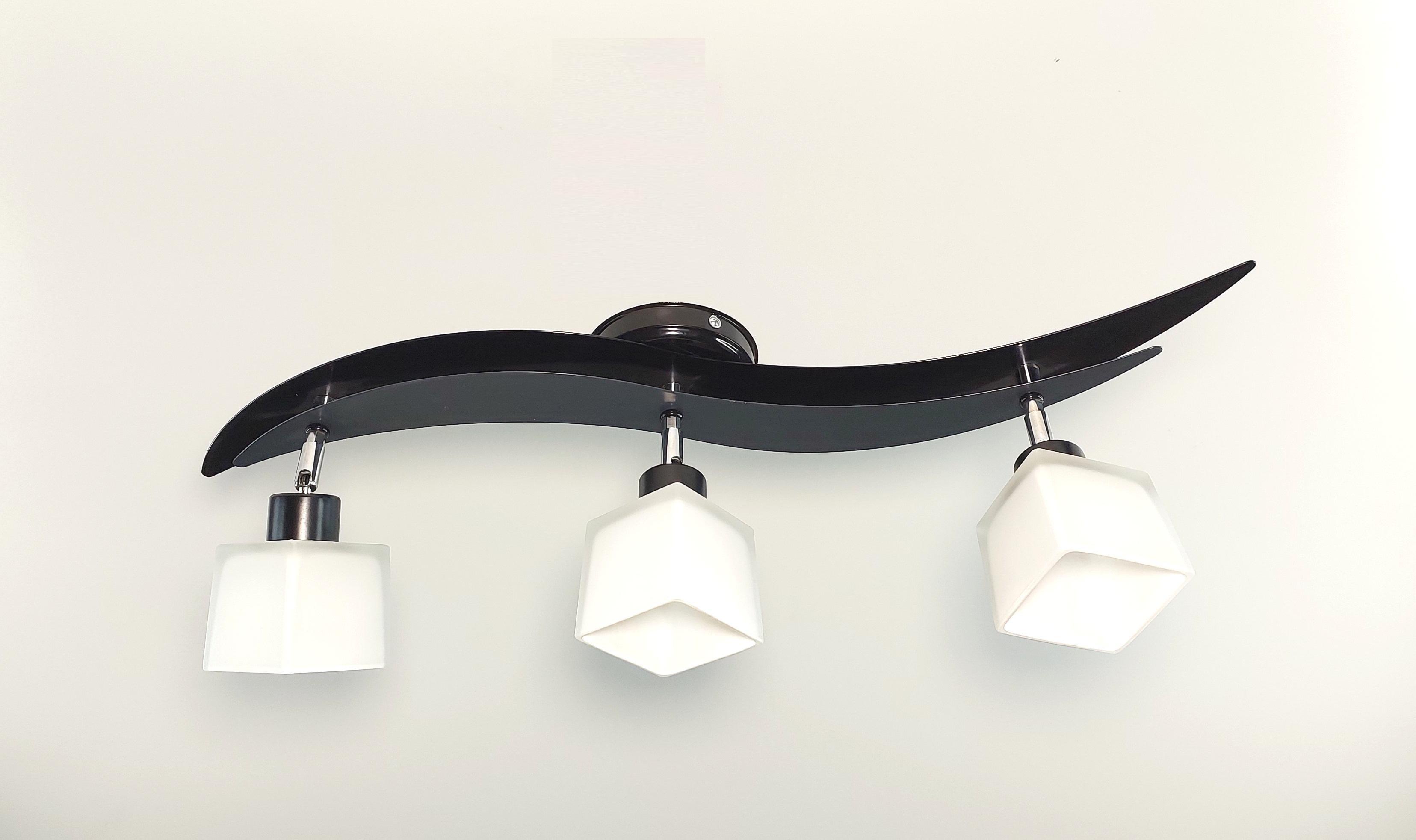 Люстра потолочная Бриз/3 на три поворотных плафона металлическая Черный/Серый