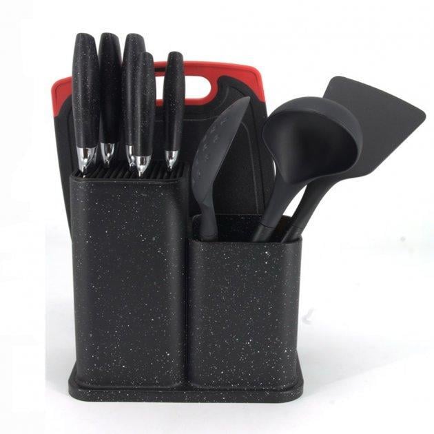 Набір кухонного приладдя BRIGHT CHEF 62 KS на підставці 10 пр. Чорний (1677595588)