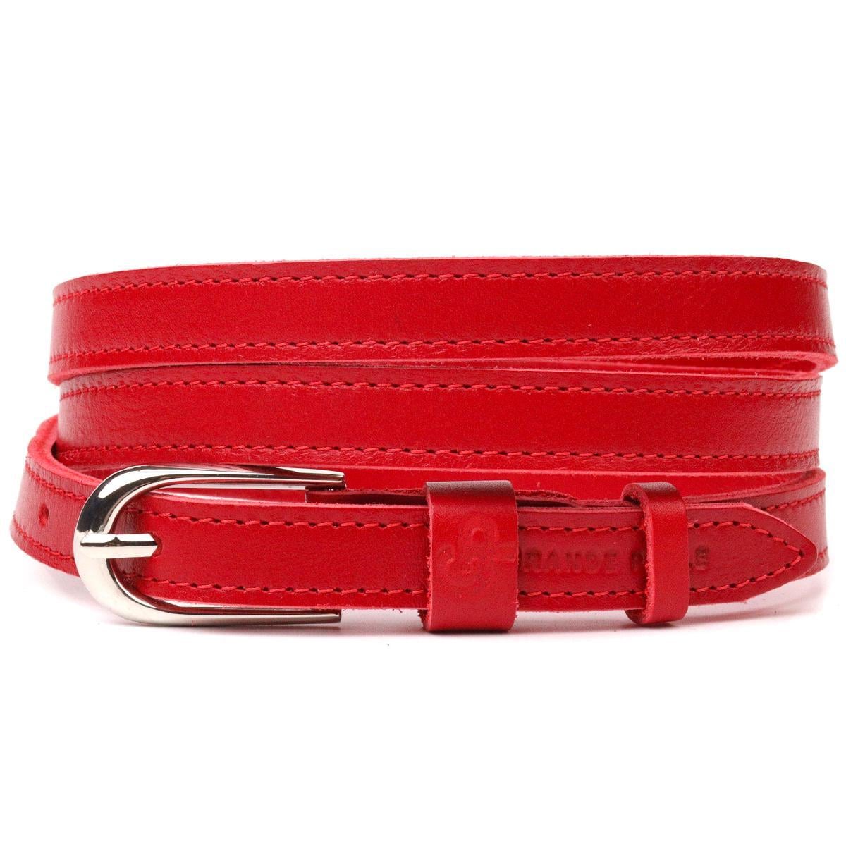 Ремень узкий женский кожаный GRANDE PELLE Leather Belt 21440 Красный (55229)