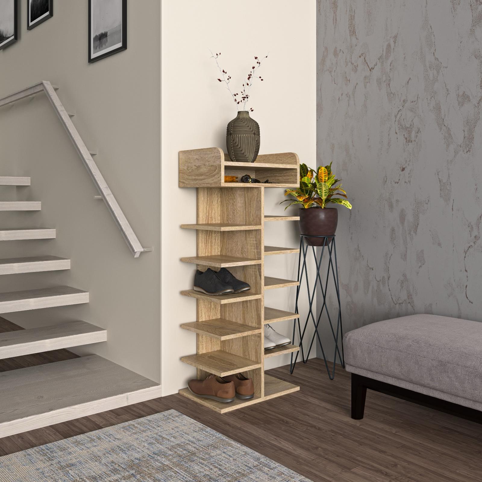 Полиця-підставка для взуття підлогова MEBLIBUD LADDER 50х34х120 Дуб сонома - фото 2 Полиця-підставка для взуття підлогова MEBLIBUD LADDER 50х34х120 Дуб сонома - фото 2