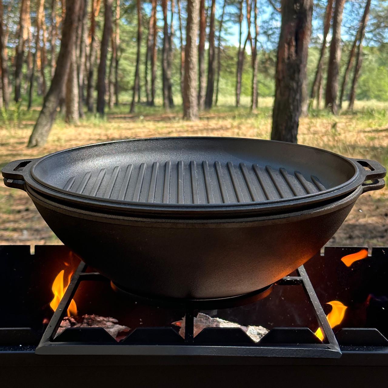 Сковорода WOK-08КС чугунная с крышкой-сковородкой гриль 8л 42х36х18 см (W36-3) - фото 7 Сковорода WOK-08КС чугунная с крышкой-сковородкой гриль 8л 42х36х18 см (W36-3) - фото 7