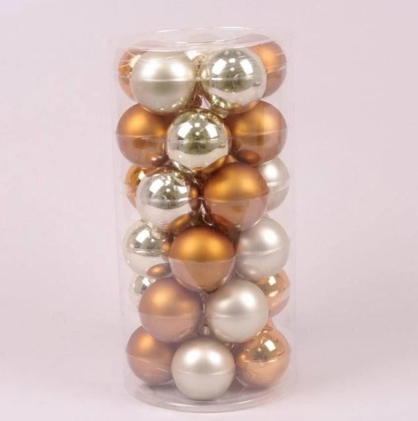 Шары стеклянные 5,7 см 30 шт. Коричневый/Шампань (44588)