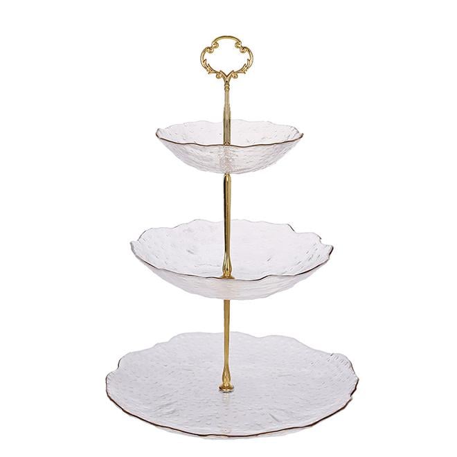 Фруктовница стеклянная трехъярусная 37 см (33510)