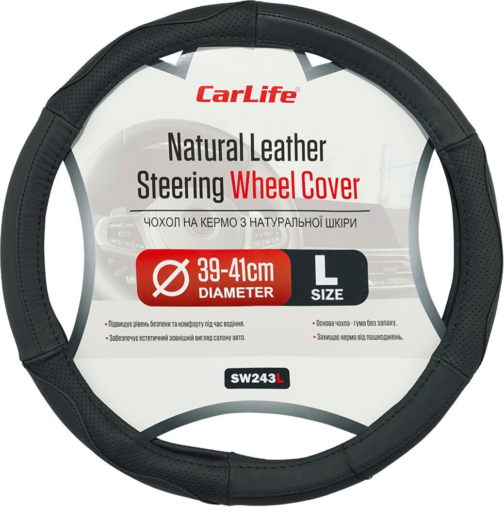 Чехол руля CarLife SW243L L кожа 39-41 см Черный (SW243L)