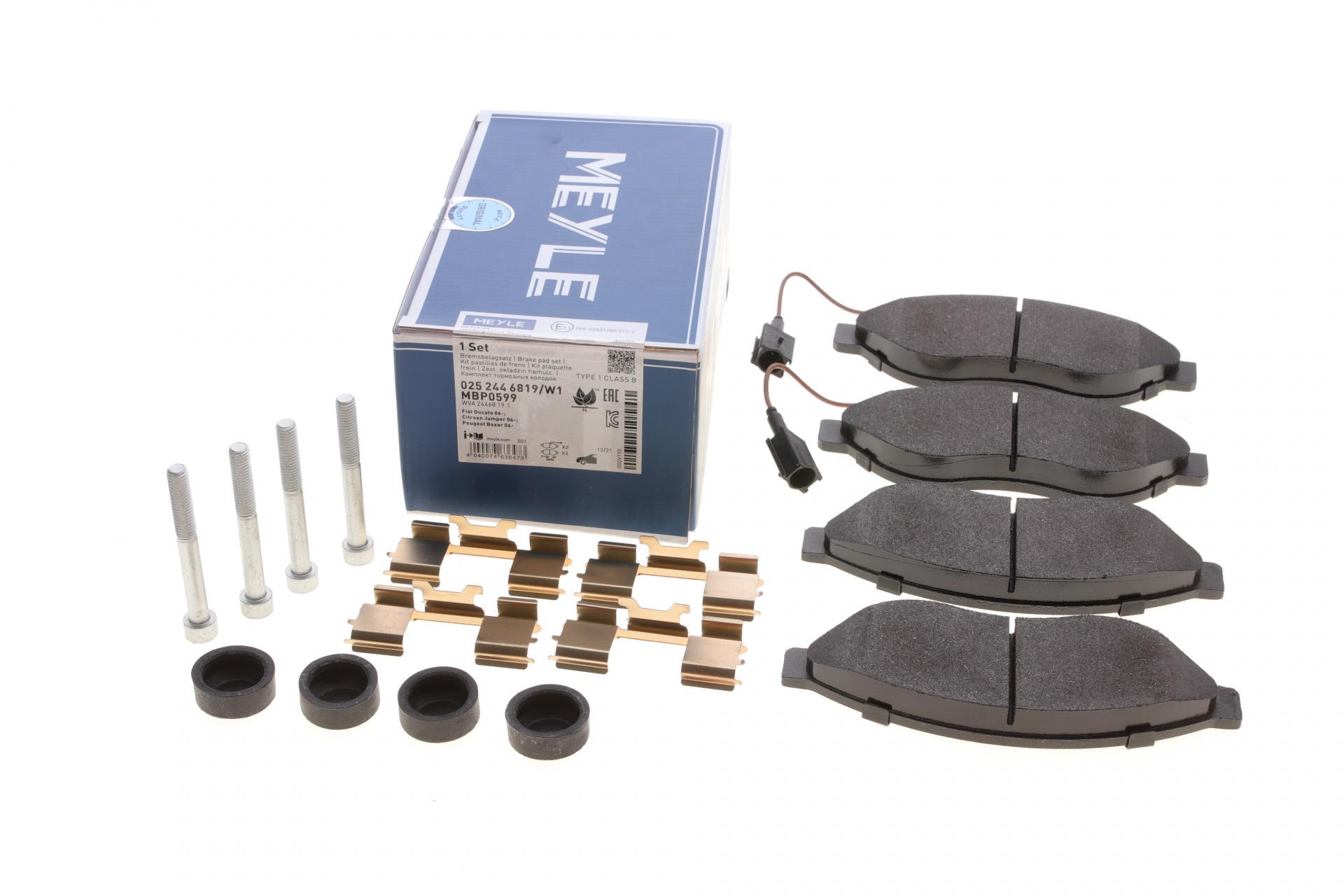Тормозные колодки передние Meyle для Citroen Jumper/Fiat Ducato/Peugeot Boxer 06- (025 244 6819/W1)