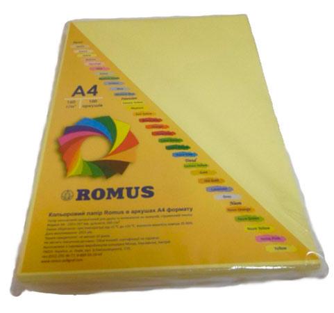 Папір кольоровий Romus A4 160 г/м2 100 аркушів Жовтий (R50584)