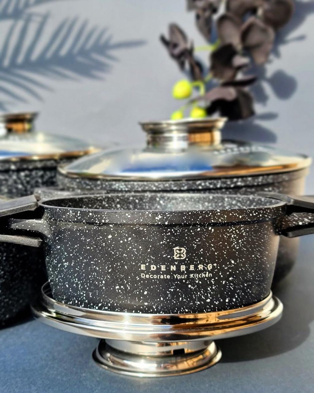 Набір казанів Edenberg із мармуровим антипригарним покриттям 4 шт. (EB-8142) - фото 3 Набір казанів Edenberg із мармуровим антипригарним покриттям 4 шт. (EB-8142) - фото 3