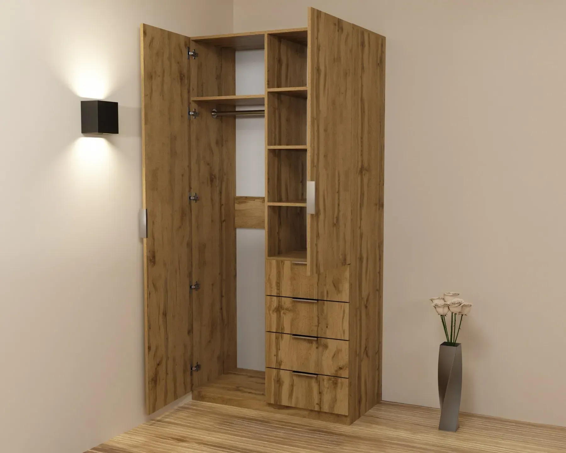 Шкаф Kontinent Kristal 1 100х52х210 см Дуб Аппалачи (59829880)