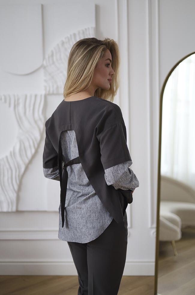 Костюм Lipar 4101 двойка с застежкой на пате р. 48 Графитовый (16907066) - фото 4 Костюм Lipar 4101 двойка с застежкой на пате р. 48 Графитовый (16907066) - фото 4