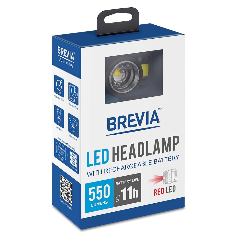 Ліхтар налобний Brevia 500Lm 3W CREE XPG+COB 1200 mAh 3xAAA Zoom з сенсором Білий/Червоний (14400ERBX1) - фото 11 Ліхтар налобний Brevia 500Lm 3W CREE XPG+COB 1200 mAh 3xAAA Zoom з сенсором Білий/Червоний (14400ERBX1) - фото 11