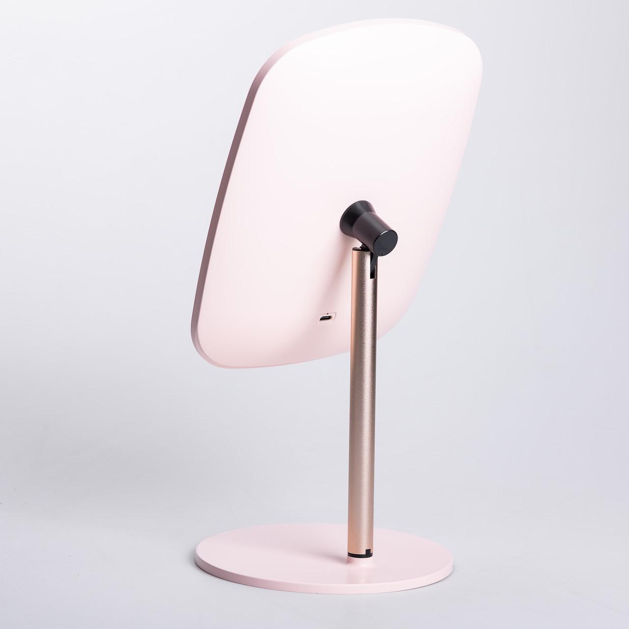 Дзеркало настільне з підсвічуванням для макіяжу на ніжці 23х18 см Рожевий (6884) - фото 5 Дзеркало настільне з підсвічуванням для макіяжу на ніжці 23х18 см Рожевий (6884) - фото 5