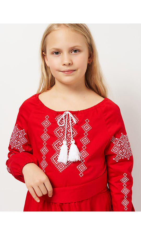 Сукня-вишиванка дитяча Вишиваночка р. 122 Червоний (8016-7) - фото 4
