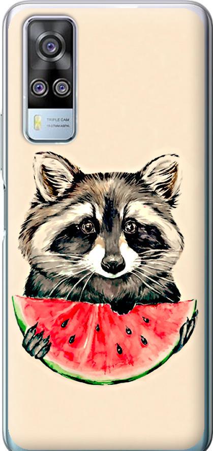 Чехол на Vivo Y51 2020 Енотик с арбузом (4605u-2241-42517)