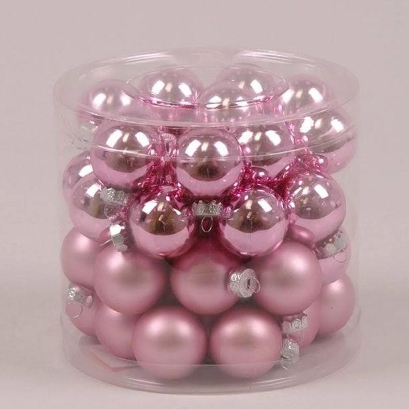 Шарики стеклянные 3 см 45 шт. Розовый (44547)