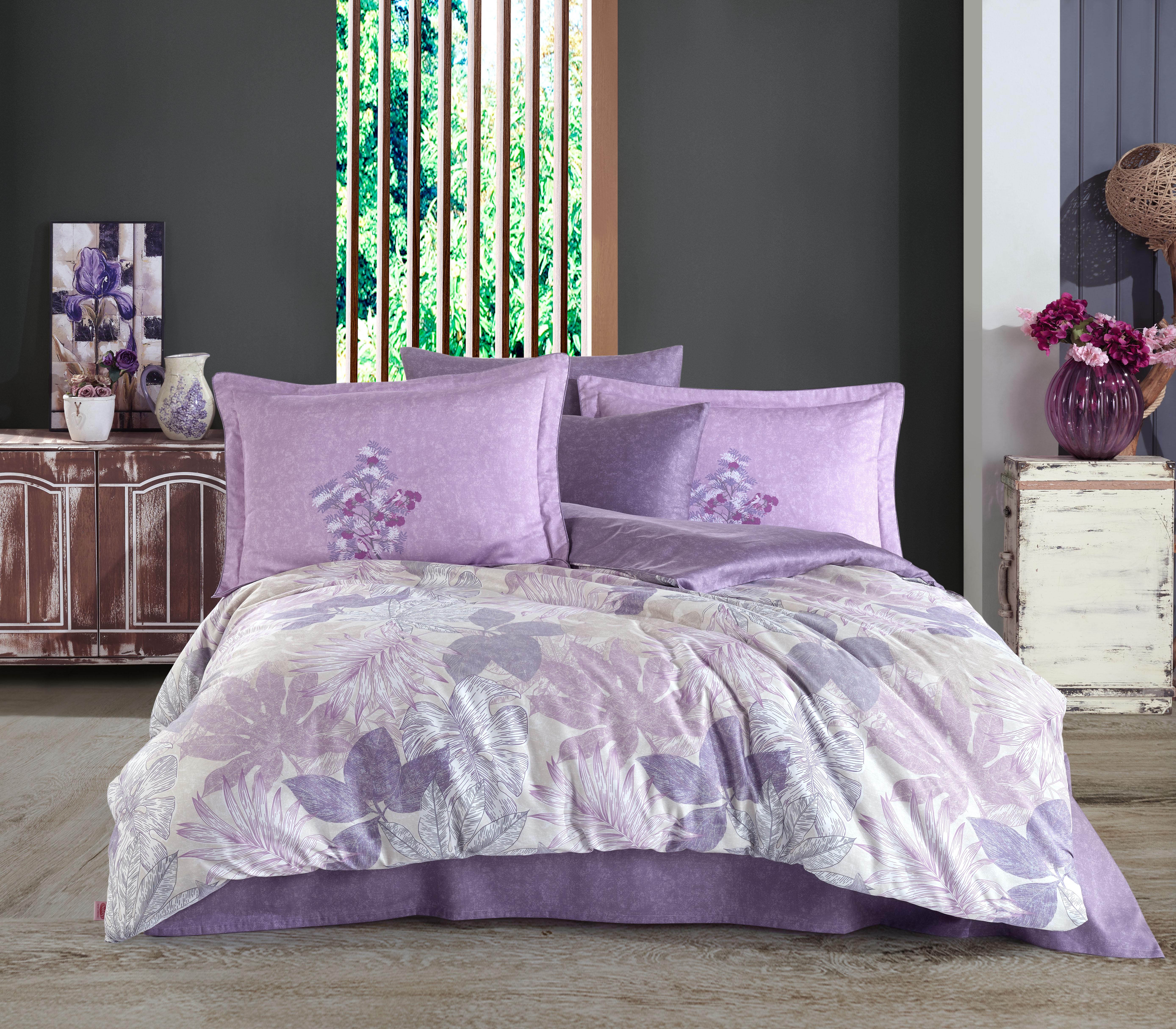 Комплект постільної білизни Євро Hobby Exclusive Sateen JULLIET 200х220 см Фіолетовий (8698499168053)