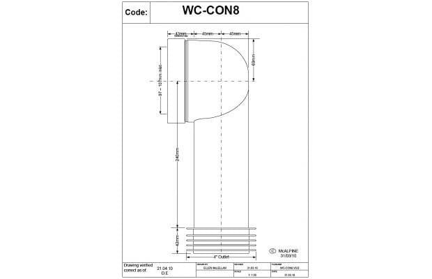 Коліно для унітазу Mcalpine 240 мм під кутом 90 з ущільнювачем (WC-CON8E) - фото 2