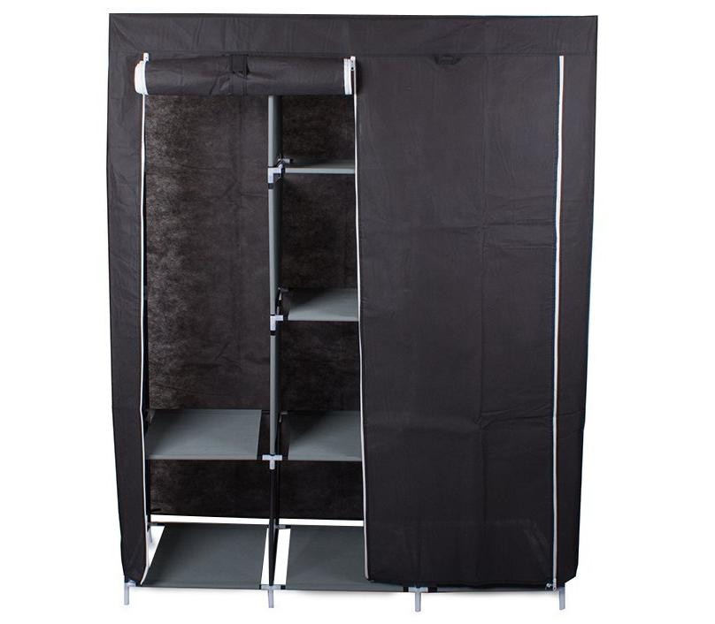 Шкаф тканевый складной 88130 130х45х175 см Черный - фото 4