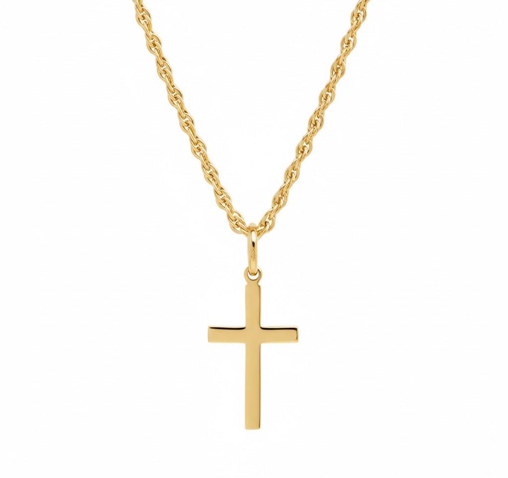 Цепочка с крестиком мужская позолоченная 45 см Золотистый (31830272)