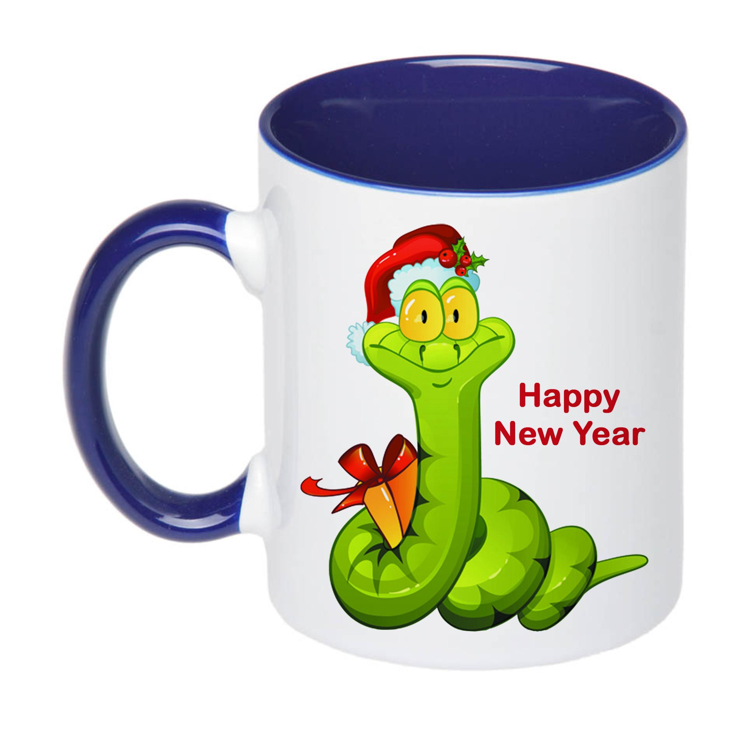 Чашка с печатью Happy New Year 330 мл Синий (21598)