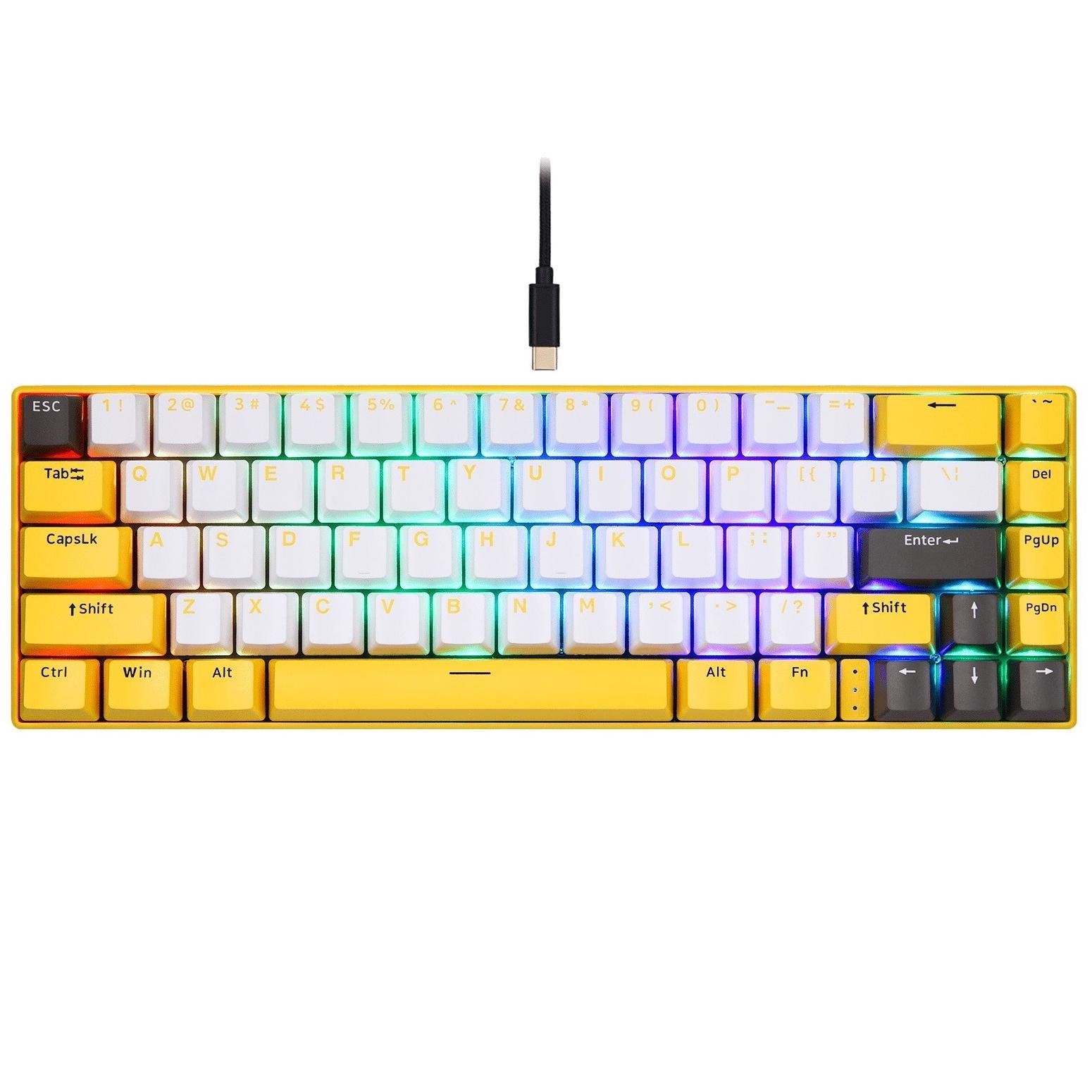 Клавиатура механическая Motospeed BK67 Longhua Red Switch Bluetooth/USB RGB подсветка Желтый (mtbk67ymr)