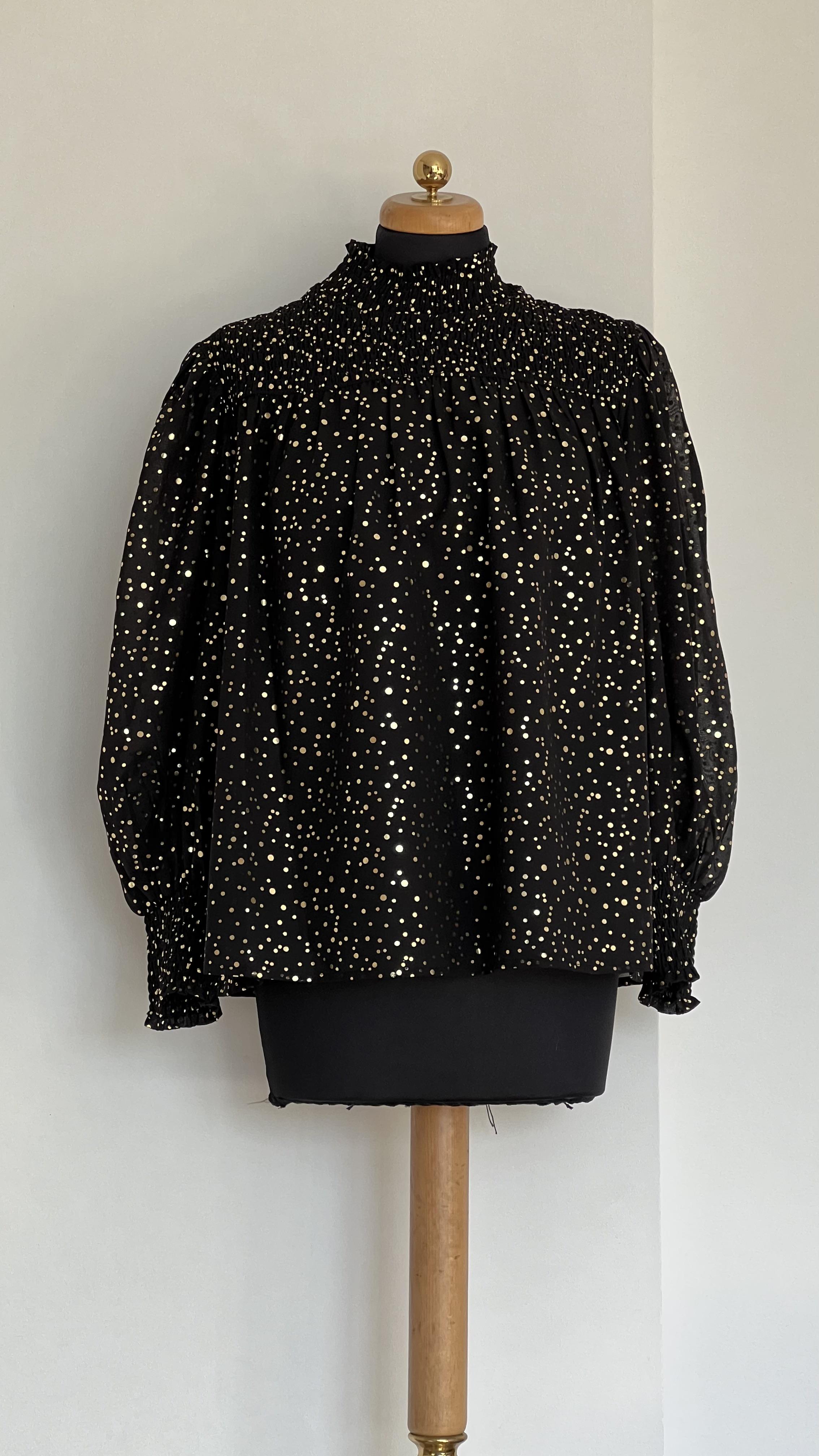 Блузка TU в золоту крапку напівпрозора L Чорний - фото 5