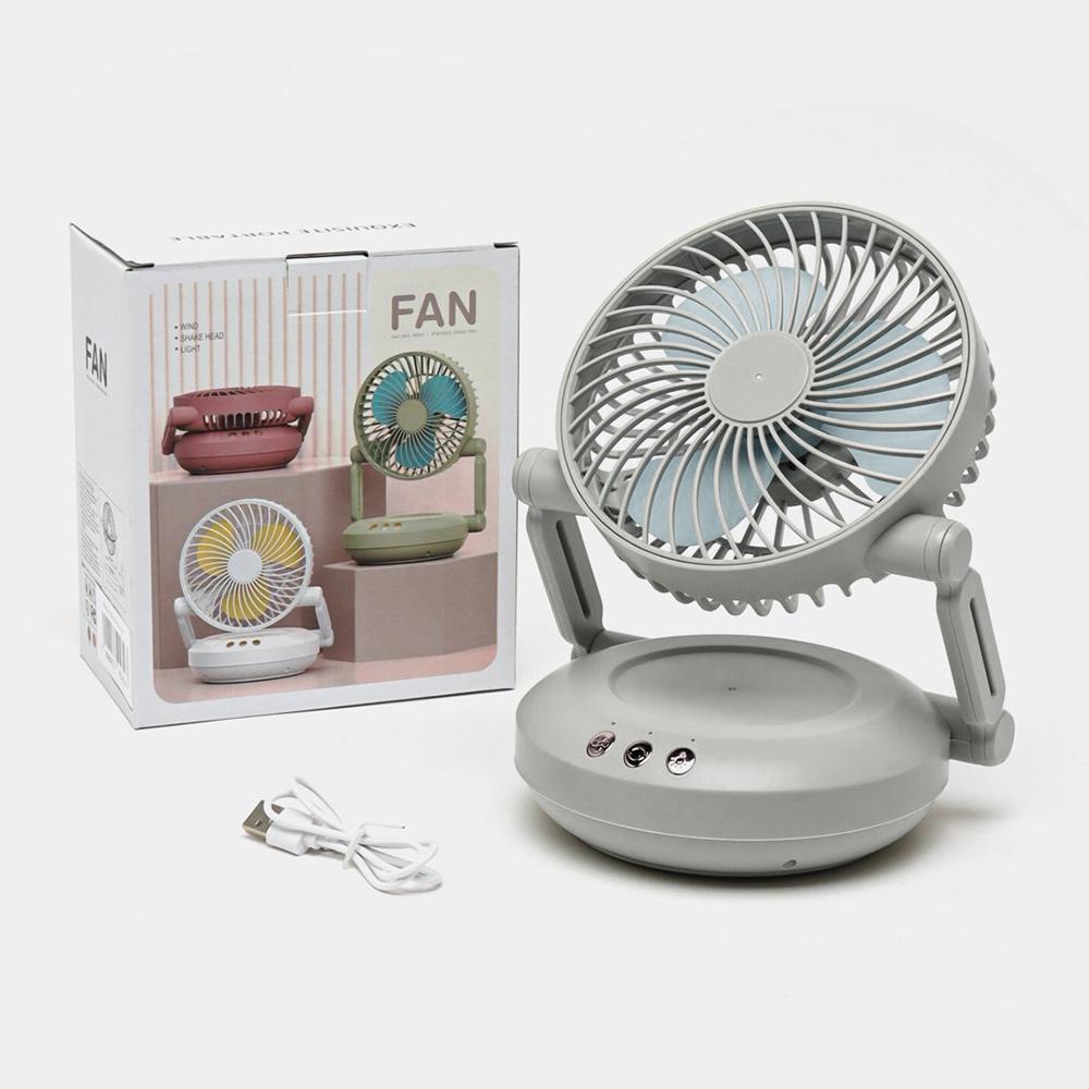 Настольный вентилятор на аккумуляторе USB Type-C 1200 мАч 3 скорости LED подсветка Серый (27418479) - фото 10