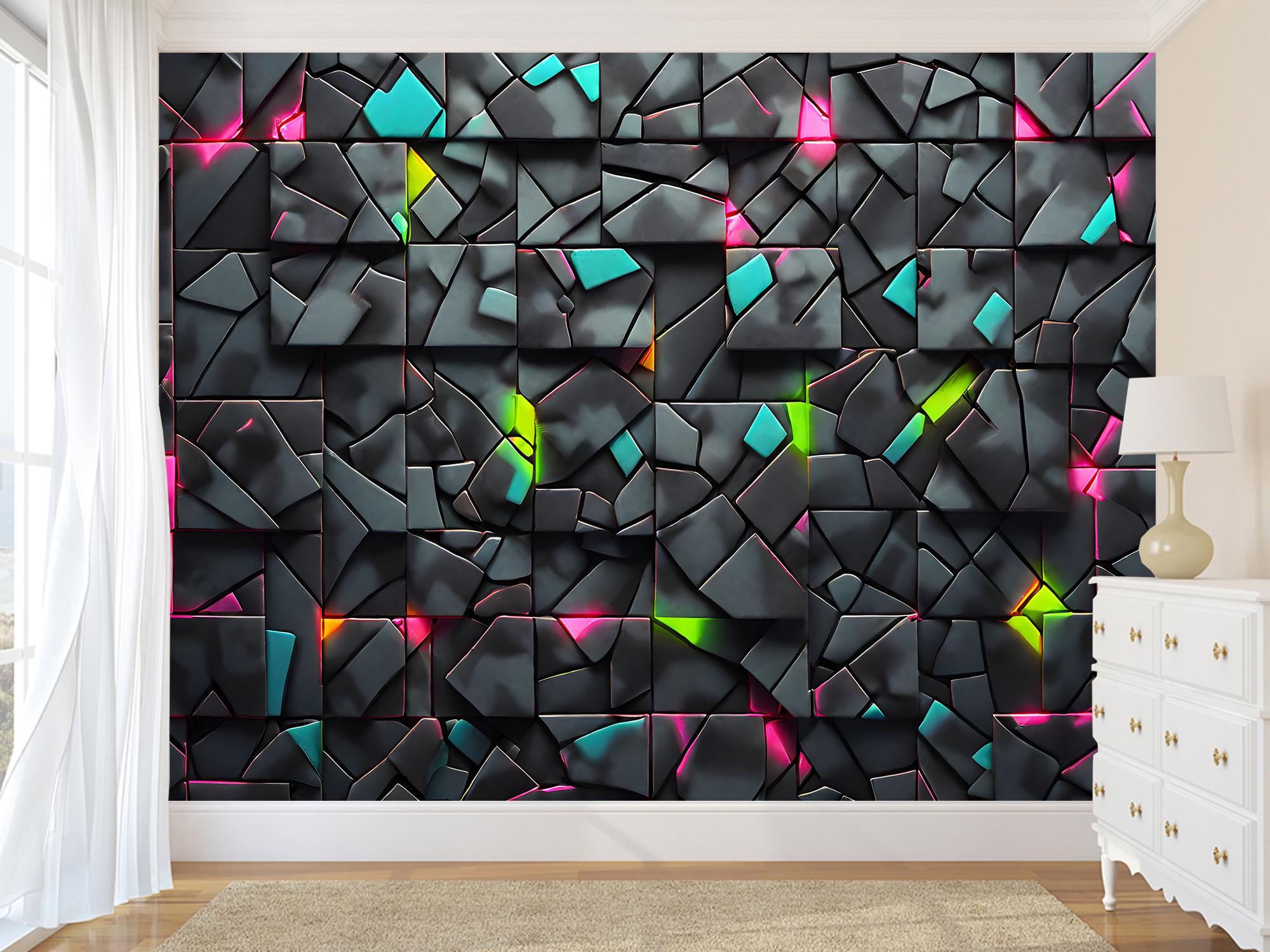 Фотообои флизелиновые геометрические темные с яркими элементами 180х120 см (SPF-069/2)
