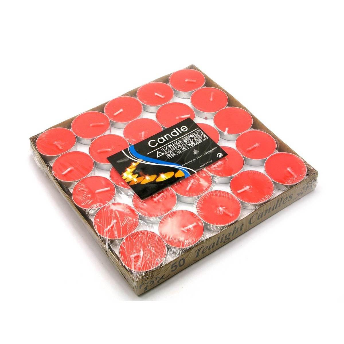 Свечи чайные красные 50 шт. (26897)