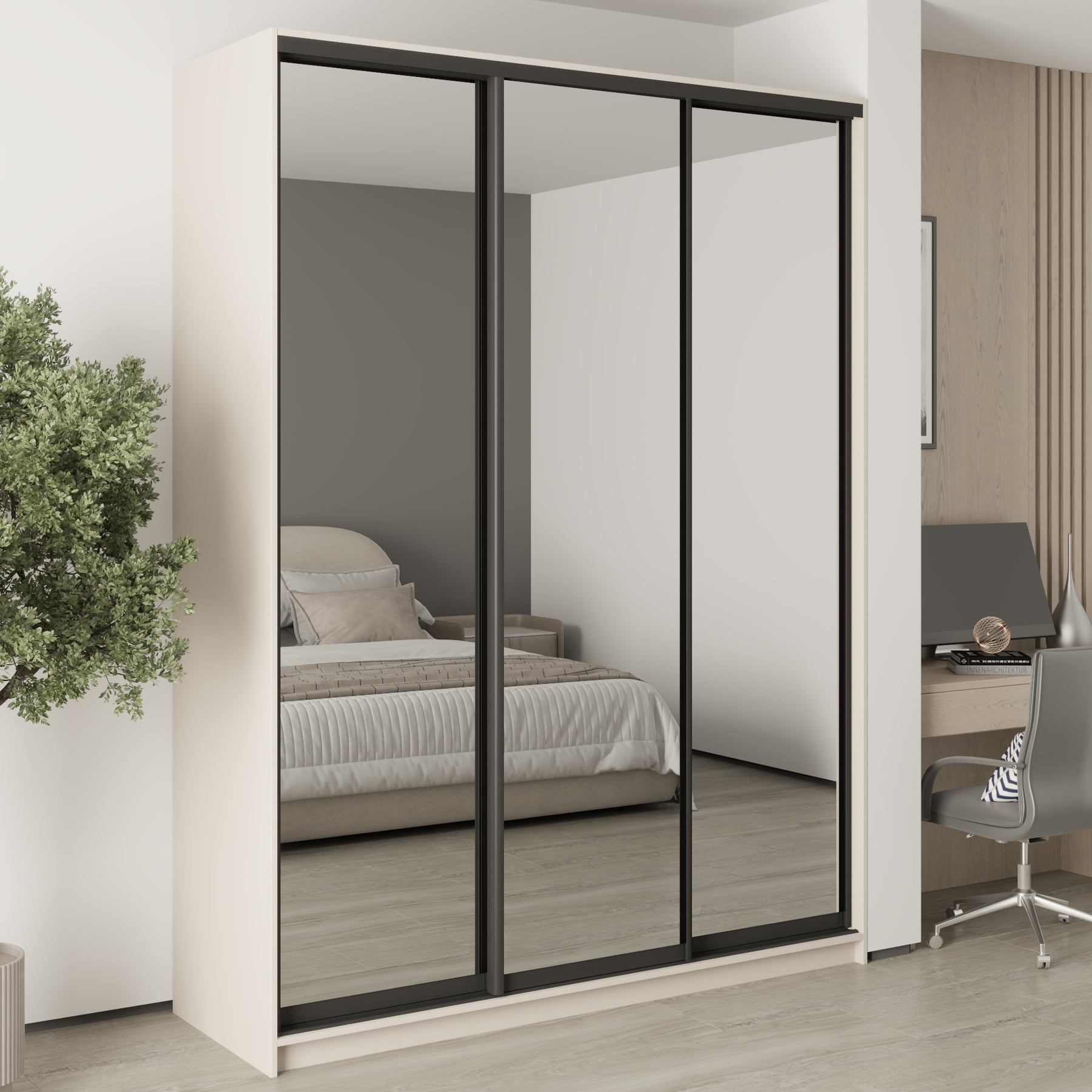 Шафа-купе тридверна Mebel Star Стандарт BG MBS-8796  180х45х240 см Кашемір  (1008207)