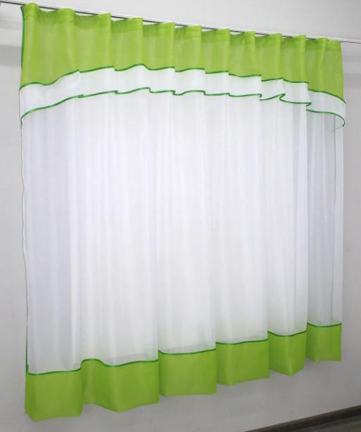 Занавеска на кухню шифон 280х170 см Салатовый/Белый (110к) - фото 5