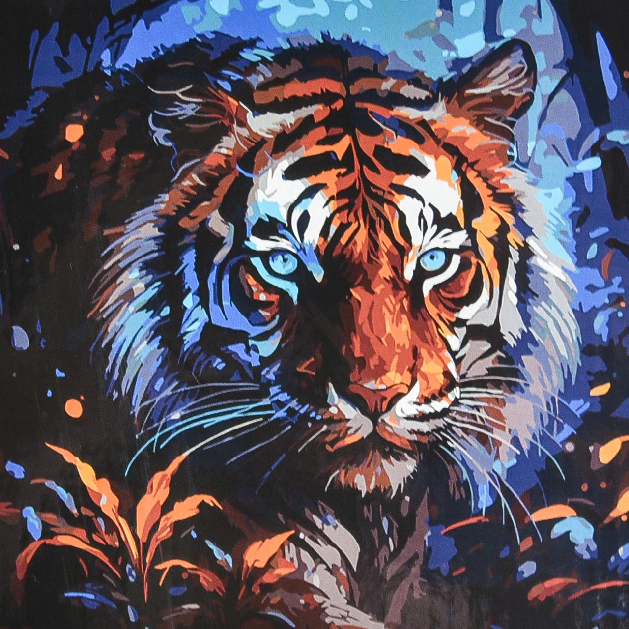 Картина за номерами Strateg Преміум Погляд джунглів на чорному фоні 40х40 см (HWC0034)