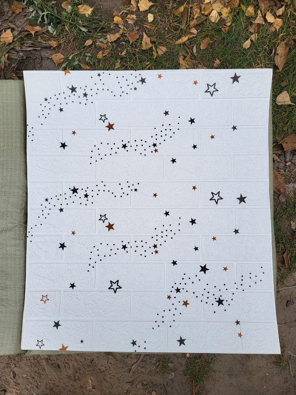 Панель 3D декоративна самоклеюча під цеглу з зірками 700x770x3 мм (BPN3-016) - фото 6