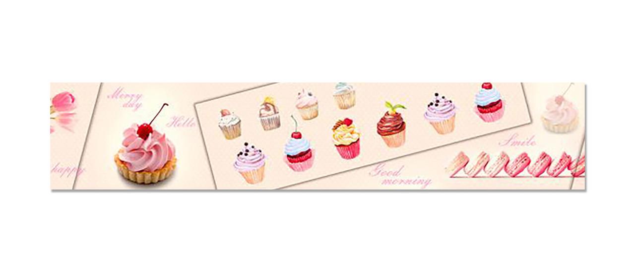 Фартук кухонный Пирожные сладости 60х300 см Бежевый