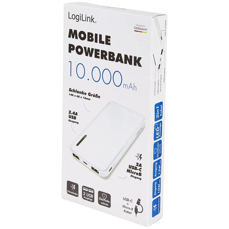 Повербанк LogiLink PA0257W 10000 mAh 5W Белый (20150092) - фото 5