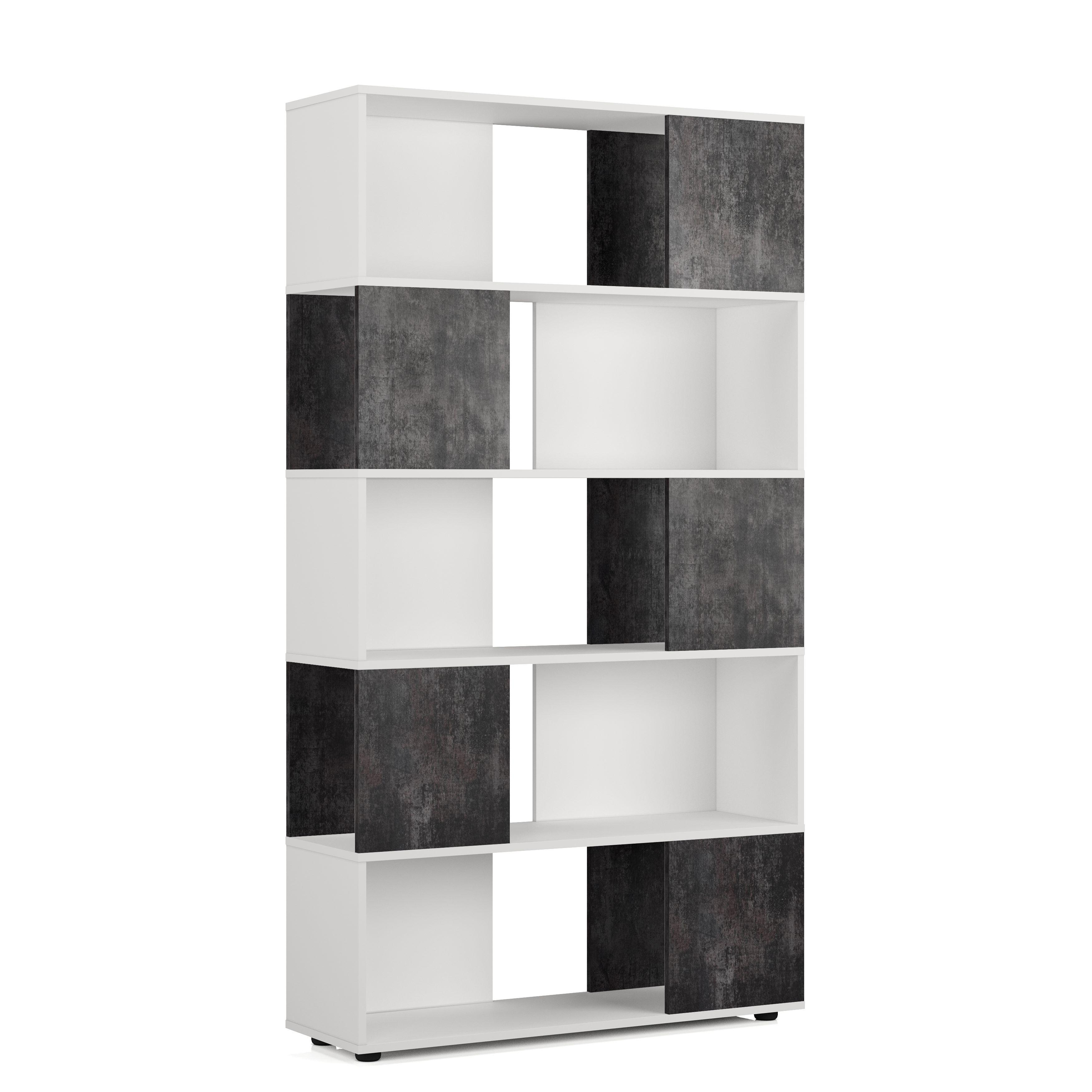 Стеллаж-полки Moreli Laos FLA-0002 для книг и декора 1000х1830х320 мм Белый/Бетон темный (fla-0002-wh-bet-dark)