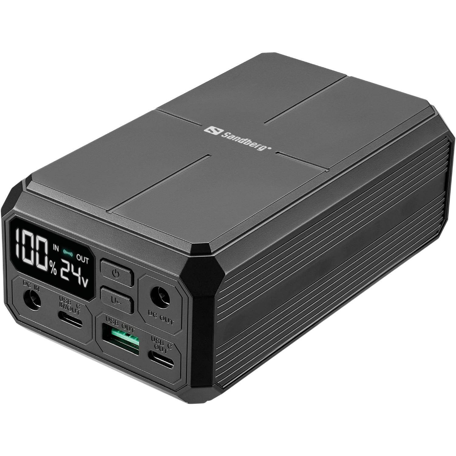 Повербанк для ноутбука Sandberg 27000 mAh Laptop DC12-24V 84W 100W PD QC3.0 1xUSB 2xDC 2xType-C QI-10W Black (421-13)