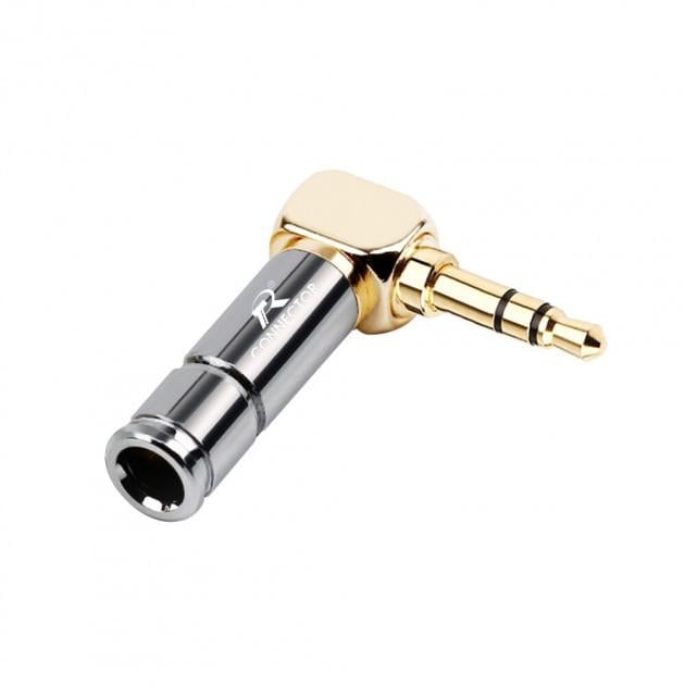 Штекер угловой под пайку SUNROZ R Connector Jack 3,5 мм TRS 3 pin Silver/Gold (A48327)