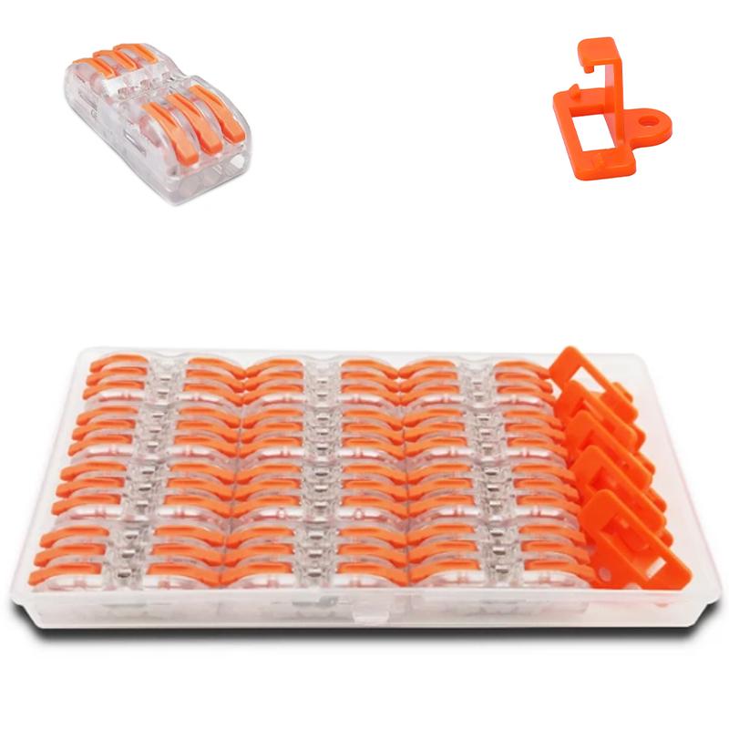 Набір клем Tactix 0,08-4 мм2 32А 3х1-3х1 прохідна одинарна 39х18х14, 5 мм 12 шт. із фіксатором 5 шт. (CT423T-17box)