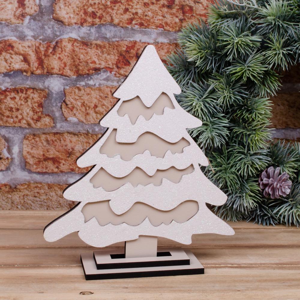 Статуэтка Елка с глиттером 23 см Бежевый (5172-1)