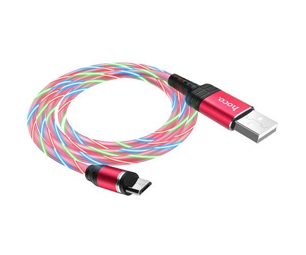 Кабель Hoco U90 Magnetic and RGB LED Sreamer USB-micro-USB Data 2,4 A 1 м Красный