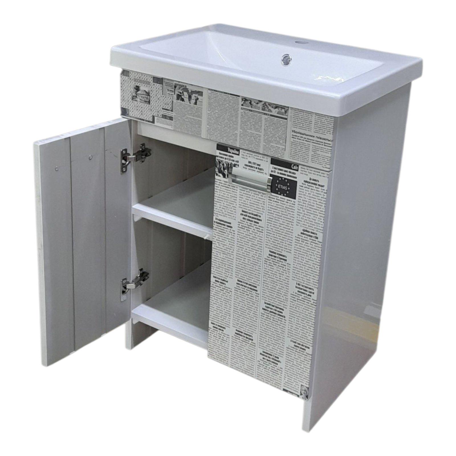 Тумба для ванной комнаты пластиковая The MIX Газетный Шик с умывальником 80 см (2419) - фото 5 Тумба для ванной комнаты пластиковая The MIX Газетный Шик с умывальником 80 см (2419) - фото 5