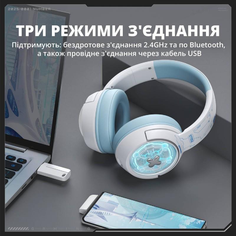 Навушники безпровідні ігрові Onikuma з мікрофоном для геймерів трирежимні Білий (3309937) - фото 7 Навушники безпровідні ігрові Onikuma з мікрофоном для геймерів трирежимні Білий (3309937) - фото 7
