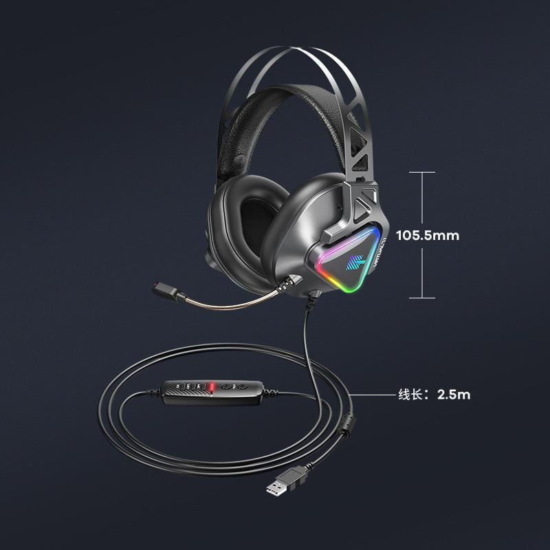 Ігрові навушники Remax RM-810 LED Wargod Series Gaming Headphone 7.1 USB 2,2 кОм Black - фото 6