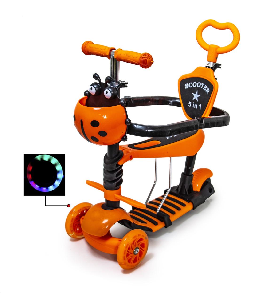 Самокат с защитным бампером Scooter 5в1 Оранжевый - фото 2 Самокат с защитным бампером Scooter 5в1 Оранжевый - фото 2